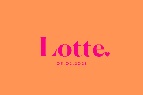 Geboortekaartje colourblock-thema in oranje en roze