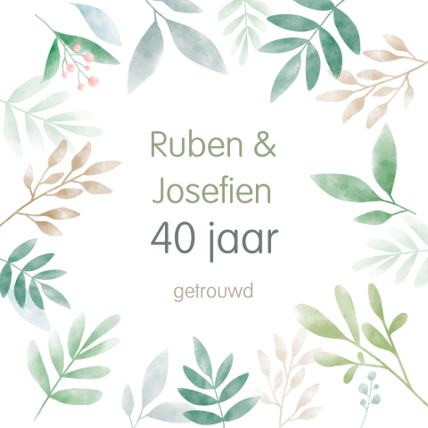 Frisse jubileumkaart met groene takjes