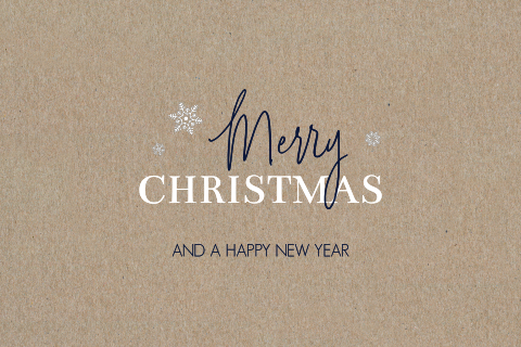 Moderne kerstkaart in kraft met leuke lettertypes en sterren