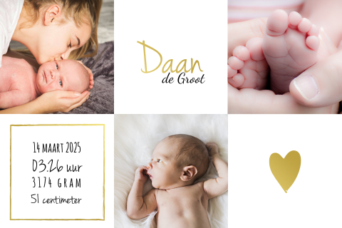Trendy fotokaartje met goudfolie - jongen