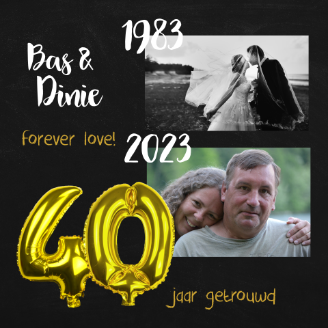 Hippe jubileumkaart met cijferballonnen