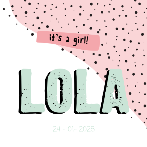 Hippe geboortekaart met stoer lettertype