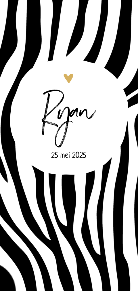 Geboortekaartje jongen met zebra-print