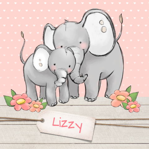 Vrolijk geboortekaartje olifant voor meisje