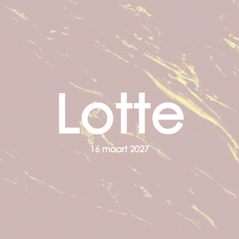 Hip geboortekaartje in roze marmer-look