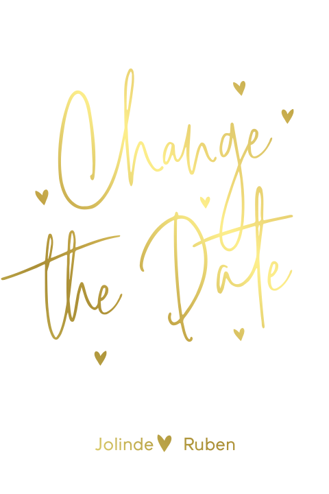Goudfolie Change the Date met hartjes