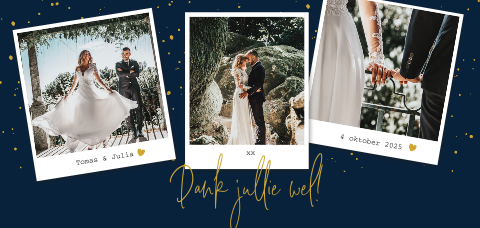 Chique bedankkaart trouwen met foto's