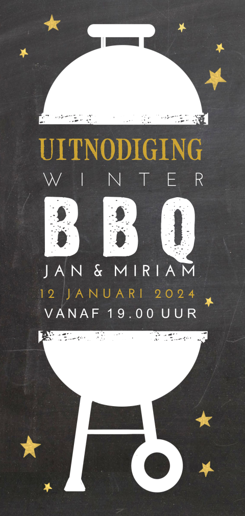 Uitnodigingskaart voor winter barbecue met sterren