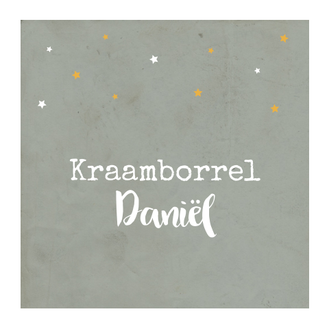 Modern kraamborrelkaartje jongen met kader en sterretjes