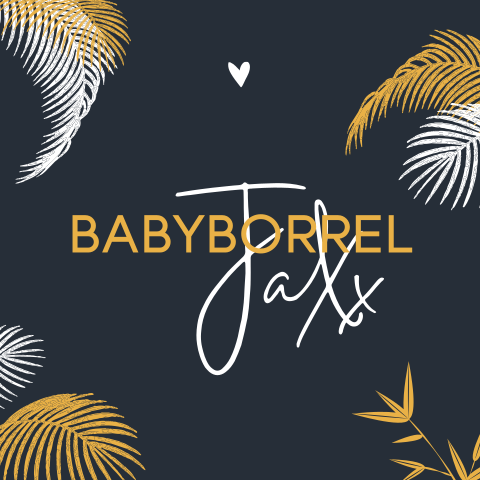 Vrolijke kraamborrelkaart jongen met takjes