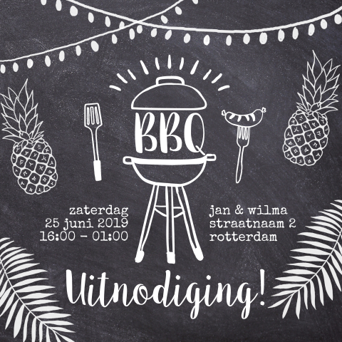 Vrolijke uitnodiging barbecue met lichtjesslinger