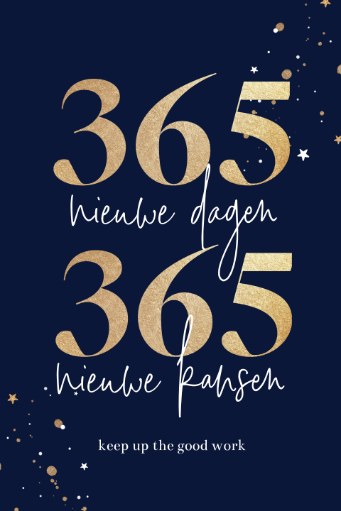 Zakelijke kerstkaart met gouden cijfers op donkerblauw