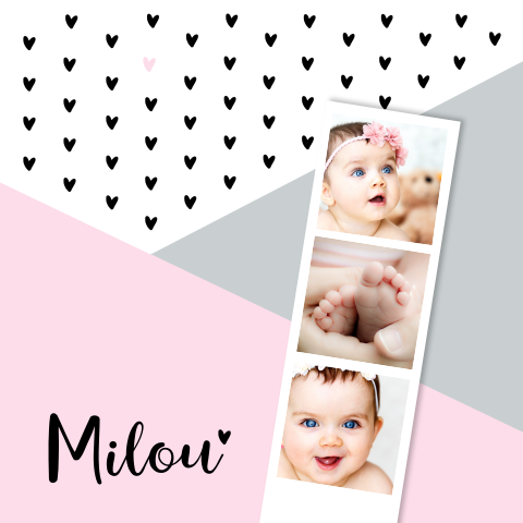 Trendy babykaart met fotostrip