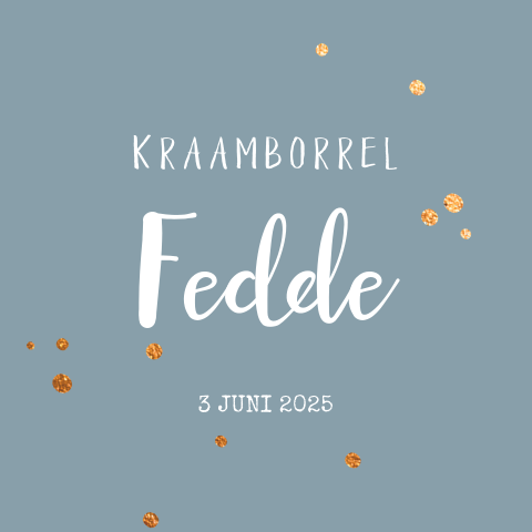 Hippe kraamborrelkaart jongen met verfspetters in goudlook