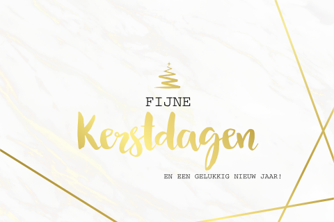 Stijlvolle kerstkaart met geometrische vormen en goudfolie