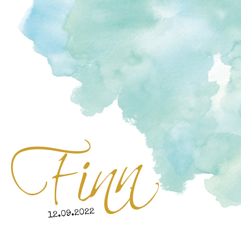 Romantisch geboortekaartje met watercolour