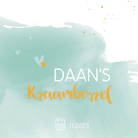 Frisse kraamborrelkaart jongen met mint watercolour