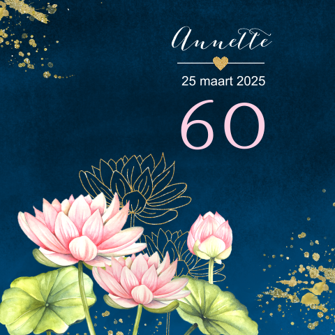 Uitnodiging verjaardag 60 jaar met lotusbloem