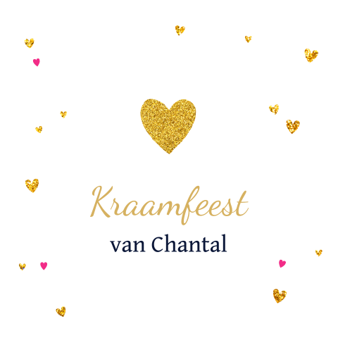 Vrolijk kraamfeestkaartje met glitterhartjes