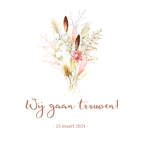 Trouwkaart met droogbloemen