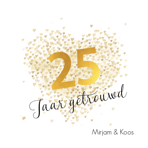Trendy jubileumkaart 25 jaar met hartjes en foto