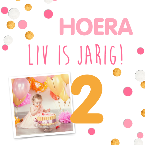 Vrolijke uitnodiging voor 2e verjaardag meisje met confetti