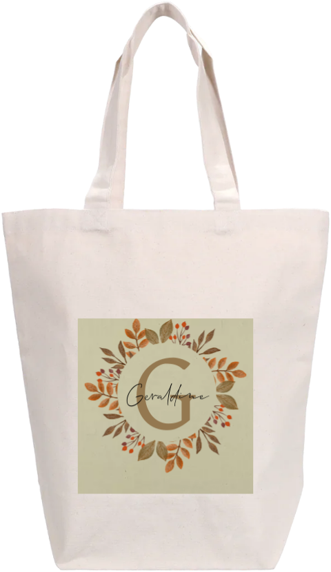 Katoenen Tasje herfsttakjes met Initiaal en Naam