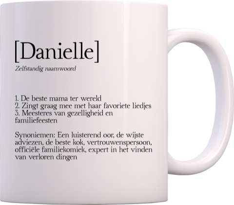 Mok met tekst woordenboek