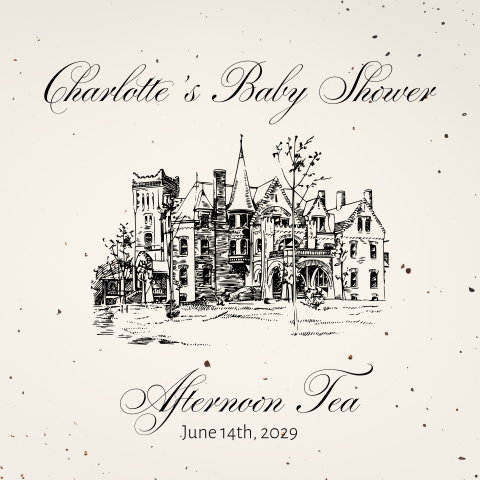 Baby Shower Einladung aus Recyclingpapier mit Schloss und Schlüssel