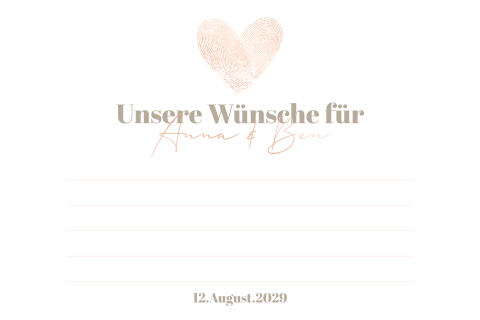 Ballonkarte zur Hochzeit mit Fingerabdruck als Herz in Roségold