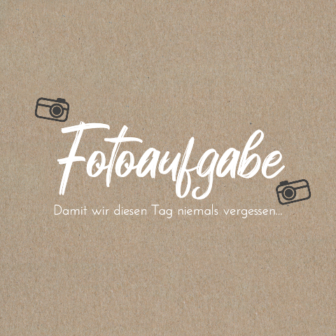 Fotoaufgabe zur Unterhaltung aus Kraftpapier mit Kamera in schwarz