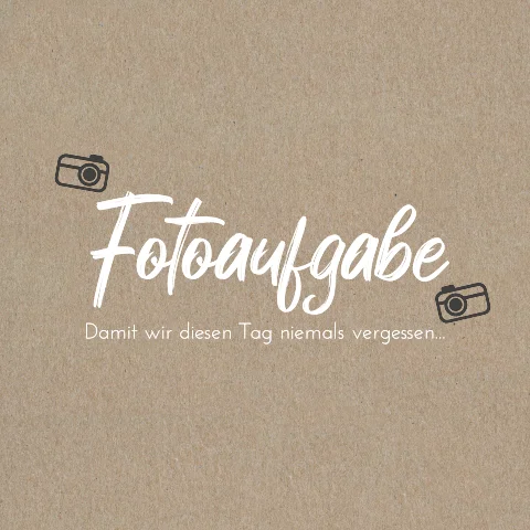 Fotoaufgabe zur Unterhaltung aus Kraftpapier mit Kamera in schwarz