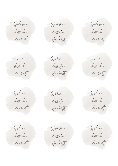 Runde Tischkarten "Schön, dass du da bist" zur Hochzeit mit Aquarell in beige