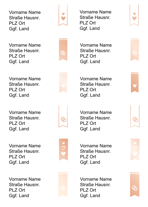 Adressaufkleber mit Fähnchen in Roségold