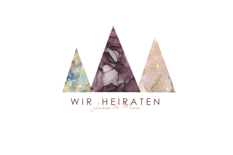 Moderne dunkelrote Einladung zur Hochzeit mit abstrakten Bäumen + Foto