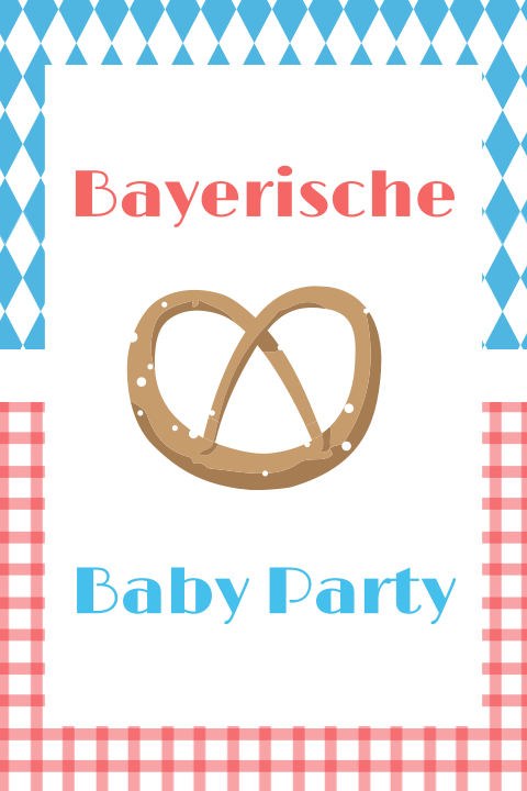 Babyshower bayerisch feiern in Blau und Rot mit Brezeln