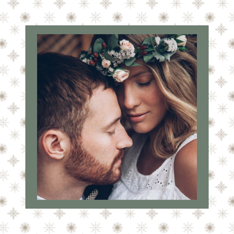 Weihnachtliche Dankeskarte zur Hochzeit mit Muster und Foto