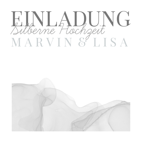 Jubiläumskarte zur Silberhochzeit in Weiß und Silber-Aquarellverlauf