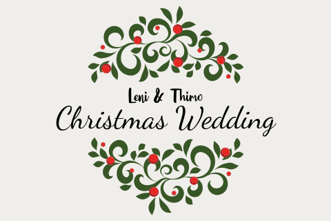Einladung "Christmas Wedding" mit Weihnachtsgesteck in rot und grün