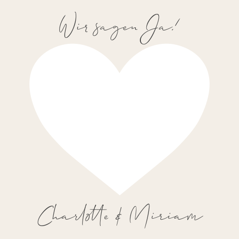 Save the Date Karte mit Herz-Stanzung und Foto in beige
