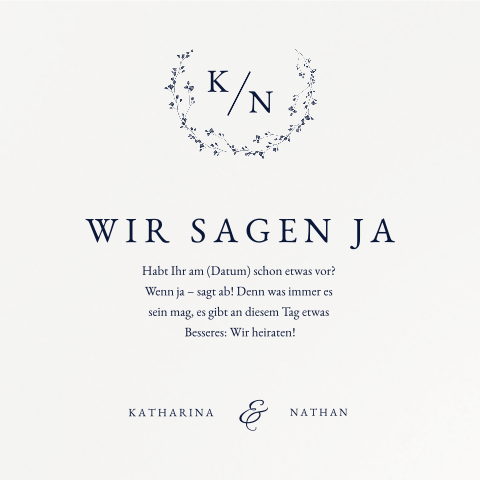 Elegante quadratische Einladung im Vintage-Royal Stil mit Blumen