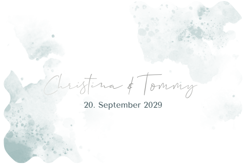Moderne maritime Hochzeitseinladung mit blauem Aquarell + Silberfolie