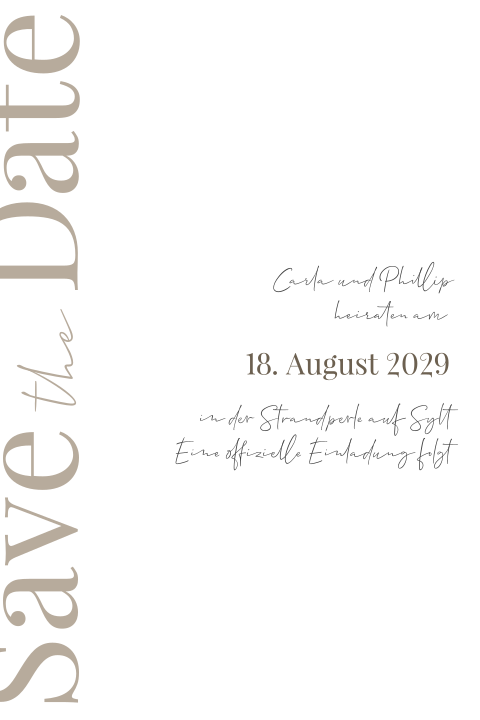 Save the Date Wendekarte in beige und weiß