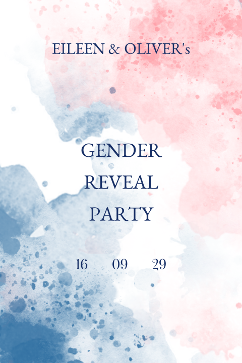 Einladungskarte zur Gender Reveal Party im Aquarell Stil
