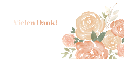 Romantische Dankeskarte mit Rosen und Roségold Veredelung