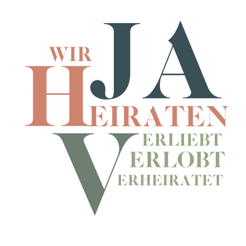 Quadratische Hochzeitskarte Typografie mit buntem Text
