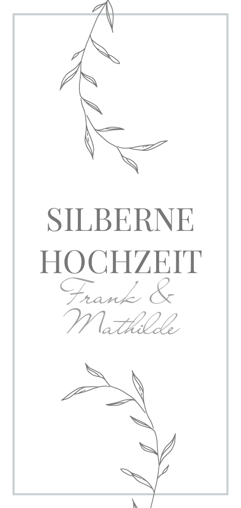 Schlichte Einladung zur Silbernen Hochzeit mit Zweigen und Rahmen