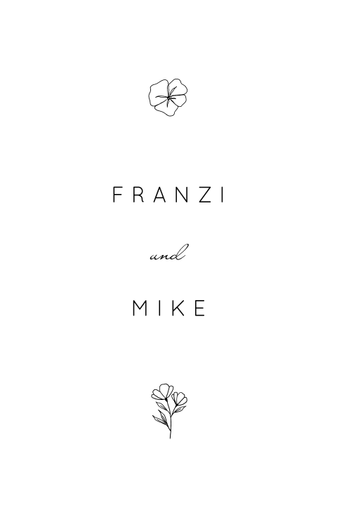 Weiße minimalistische Einladung zur Hochzeit mit zarten Blumen