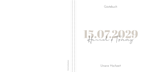 Schlichtes Gästebuch zur Hochzeit in weiß mit Eurem Datum in beige