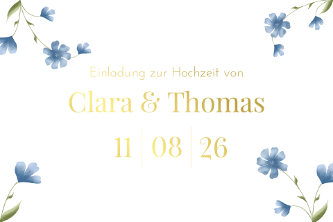 Einladungskarte im frischen Look mit goldener Veredlung